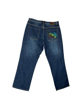 VTG Phat Farm Jeans Mens 40 Blue Dark Wash Denim Embroidered Pocket Y2K Hip Hop